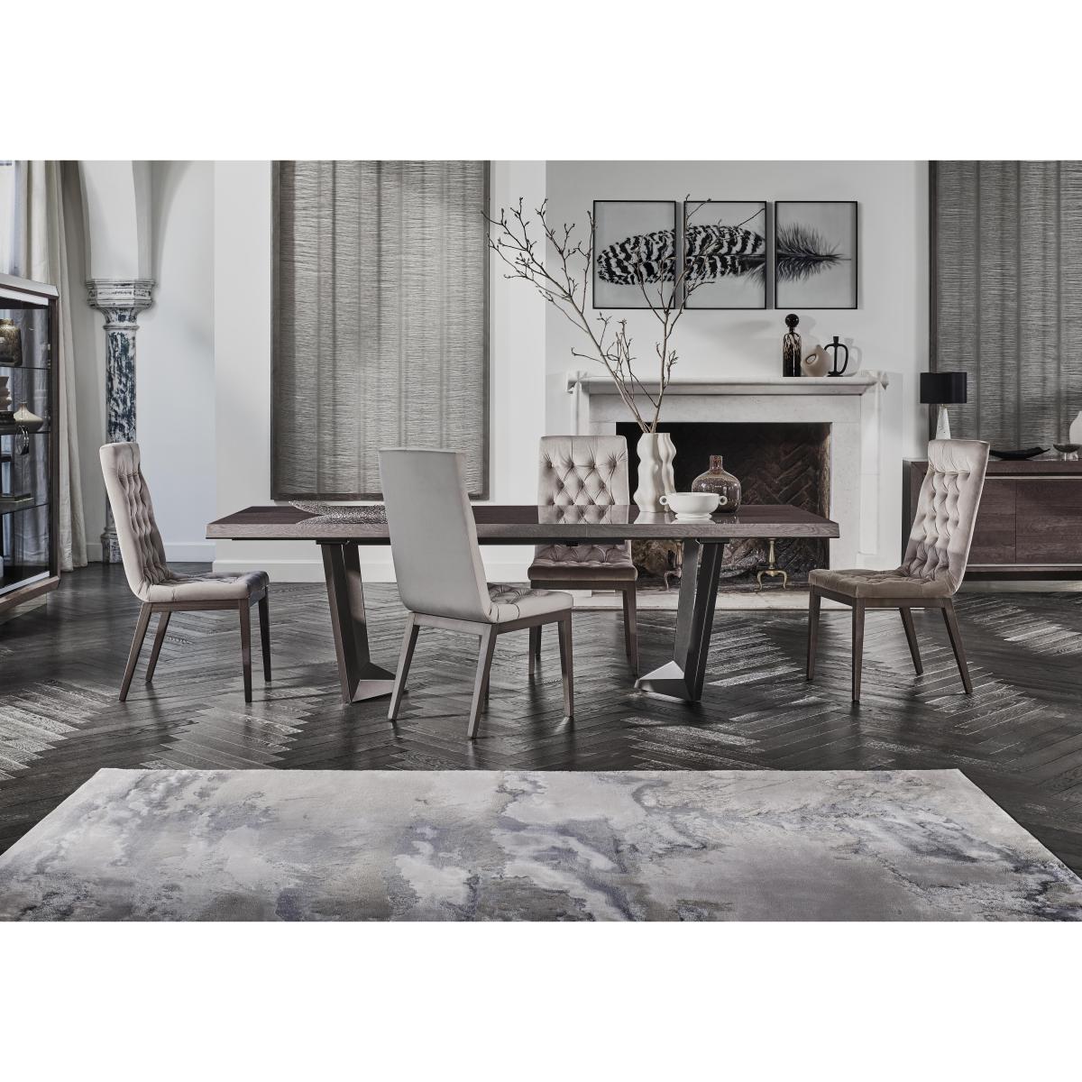 Palazzo 200cm Extending Dining Table in Silver Birch with 4 Capitonne Buttoned Dining Chairs – image 2