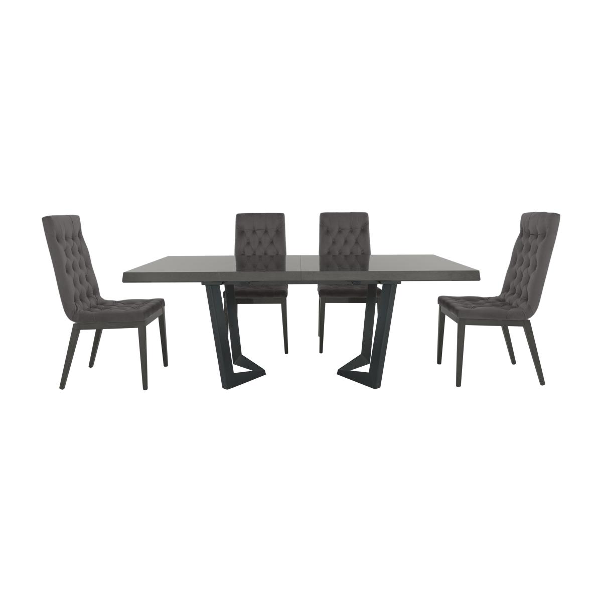Palazzo 200cm Extending Dining Table in Silver Birch with 4 Capitonne Buttoned Dining Chairs – image 1