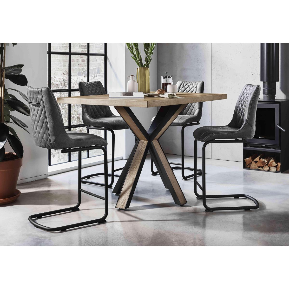 Habufa - Detroit Starburst Leg Table and 4 Baltimore Bar Stools - Anthracite – image 2