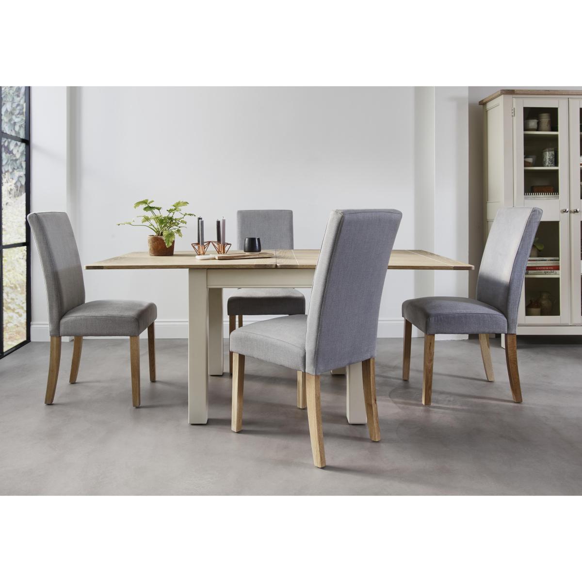 Furnitureland - Angeles Flip Top Extending Dining Table and 4 Fabric Dining Chairs in Nickel – image 2