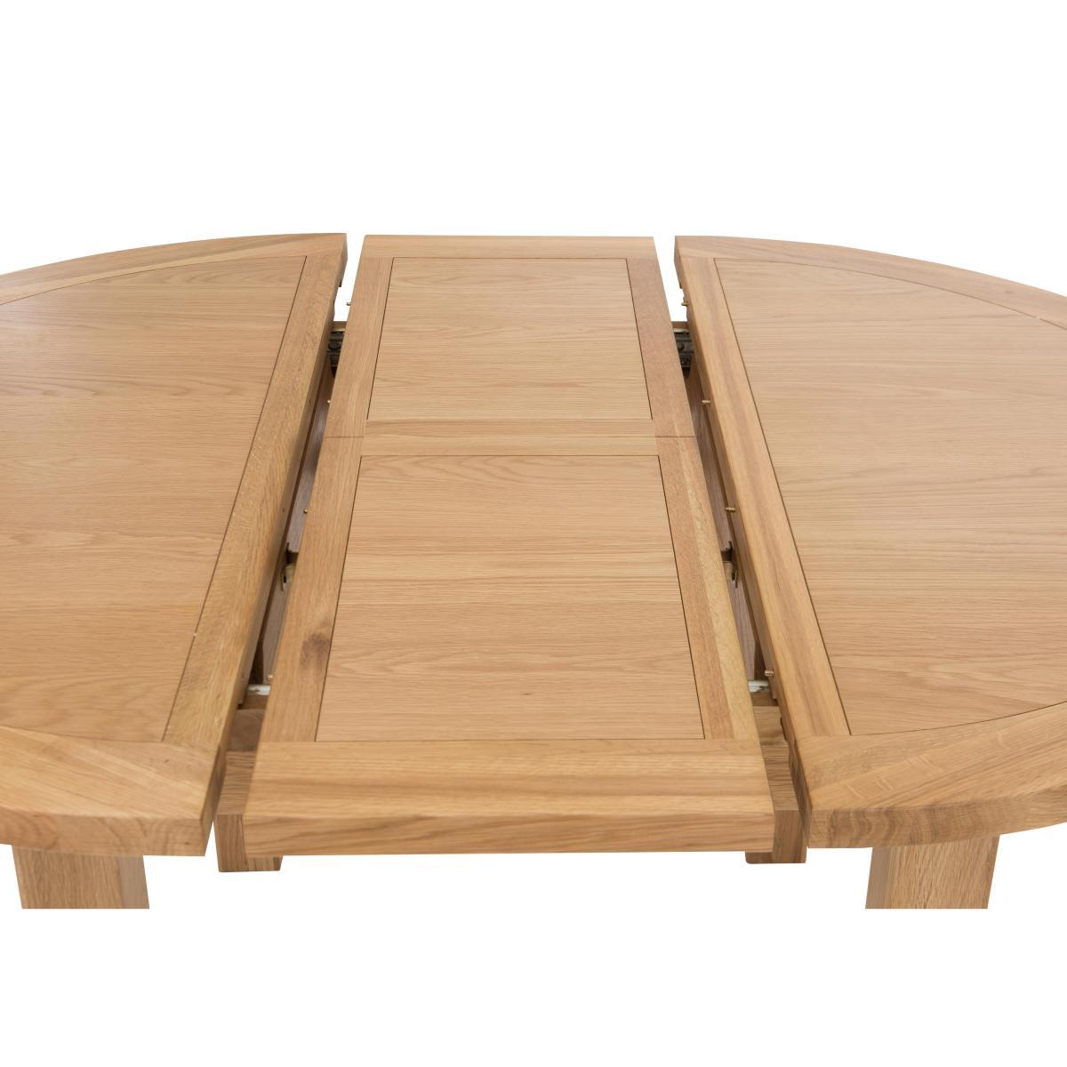 Furnitureland - California Round Solid Oak Extending Dining Table and 4 Wood Ladder Back Chairs – image 7