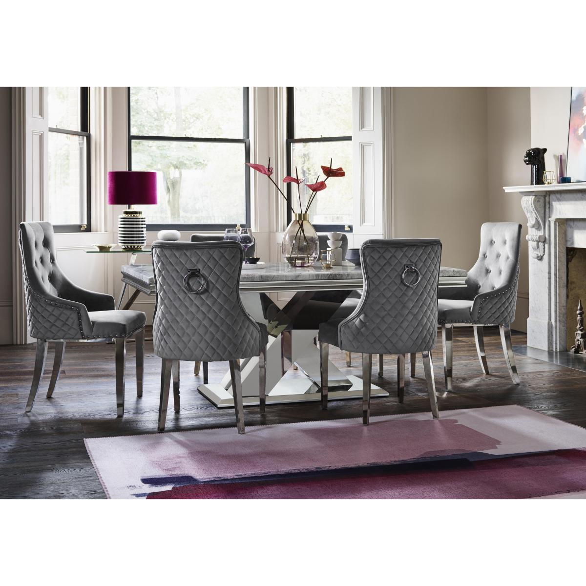 Dolce Large Dining Table, 4 Side Chairs and 2 Button Back Dining Chairs – image 2