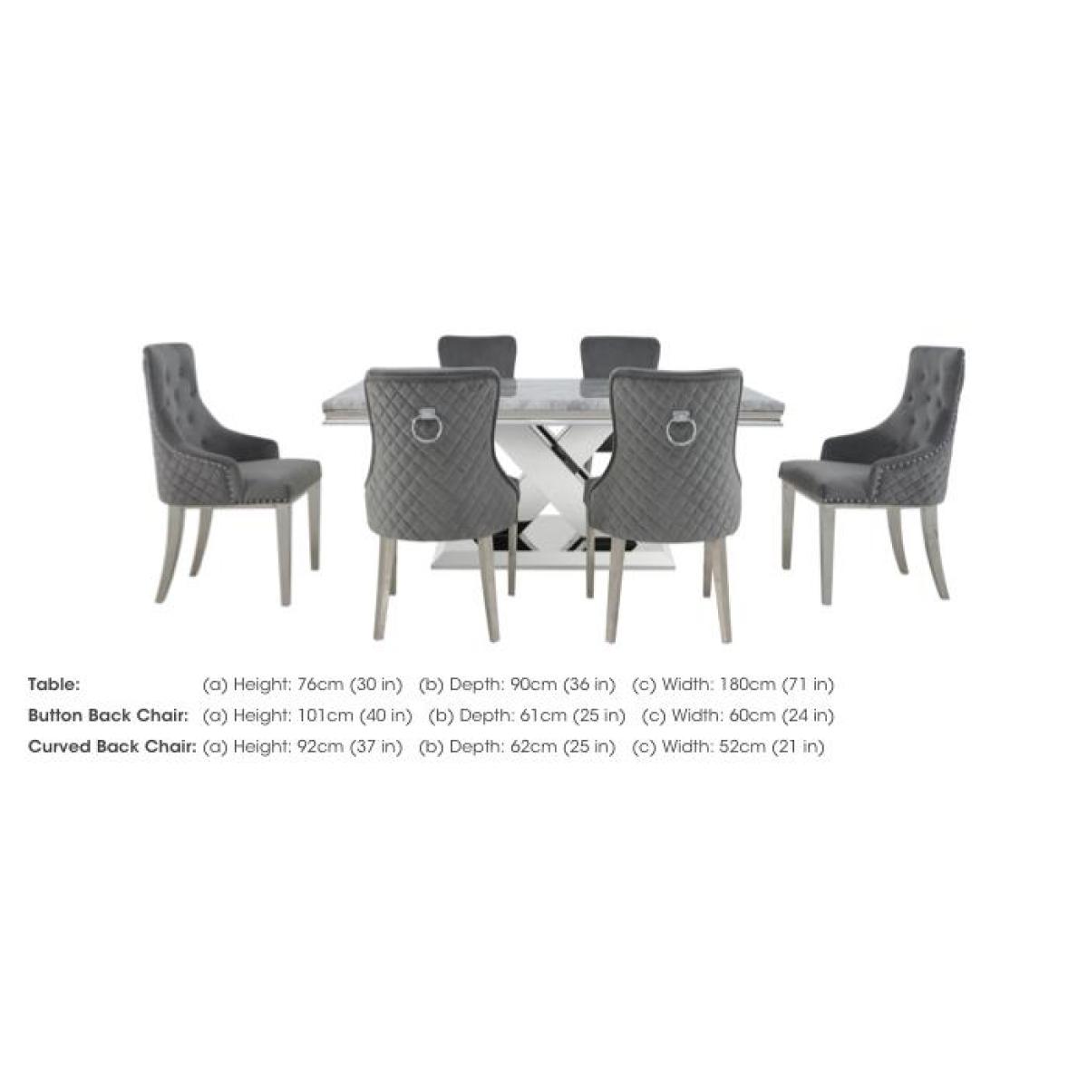 Dolce Large Dining Table, 4 Side Chairs and 2 Button Back Dining Chairs – image 11