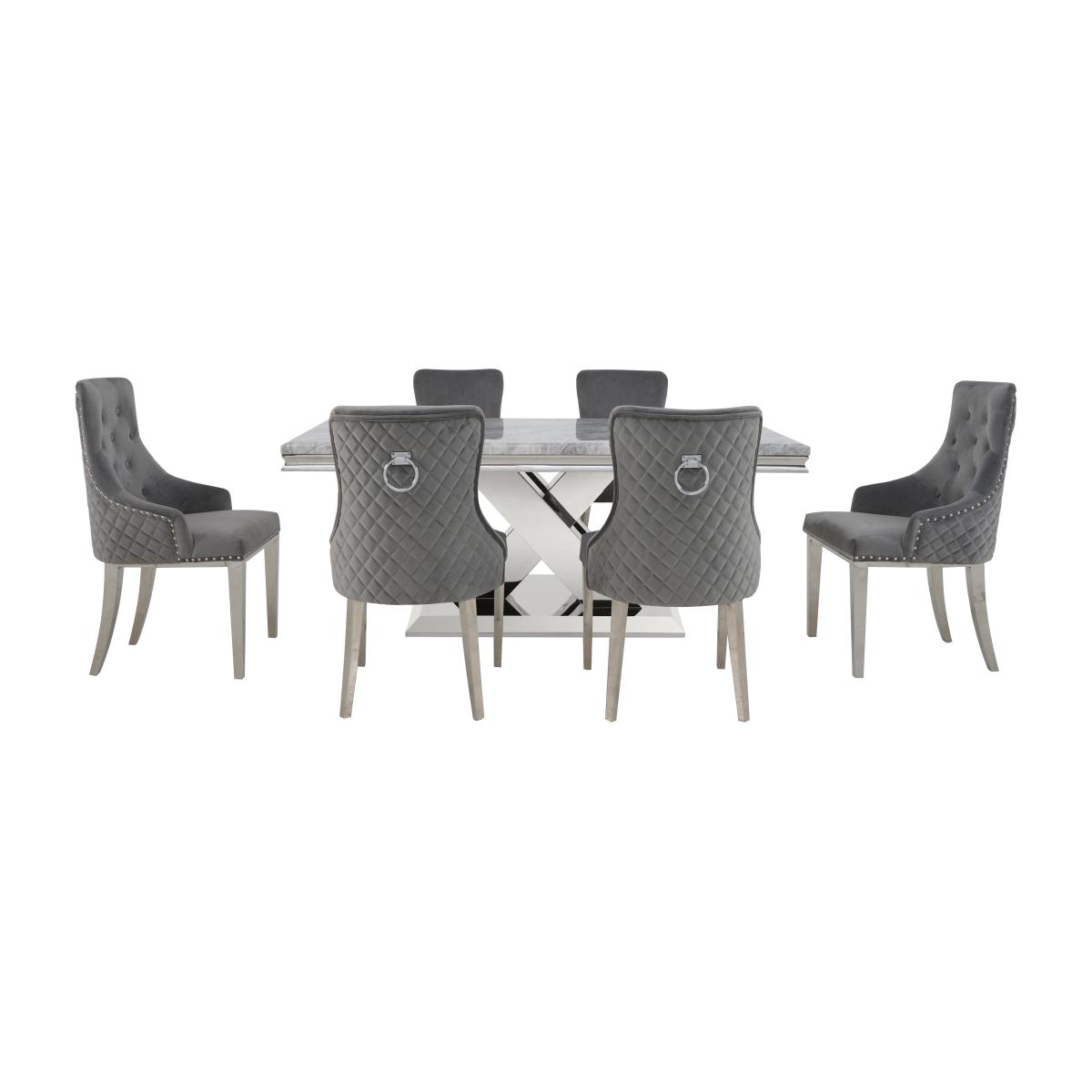 Dolce Large Dining Table, 4 Side Chairs and 2 Button Back Dining Chairs – image 1