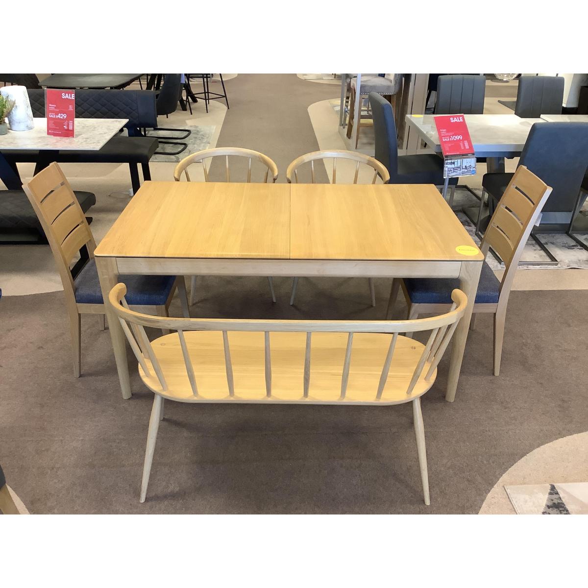 Ercol - Romana extending table, 4 chairs and bench – image 2