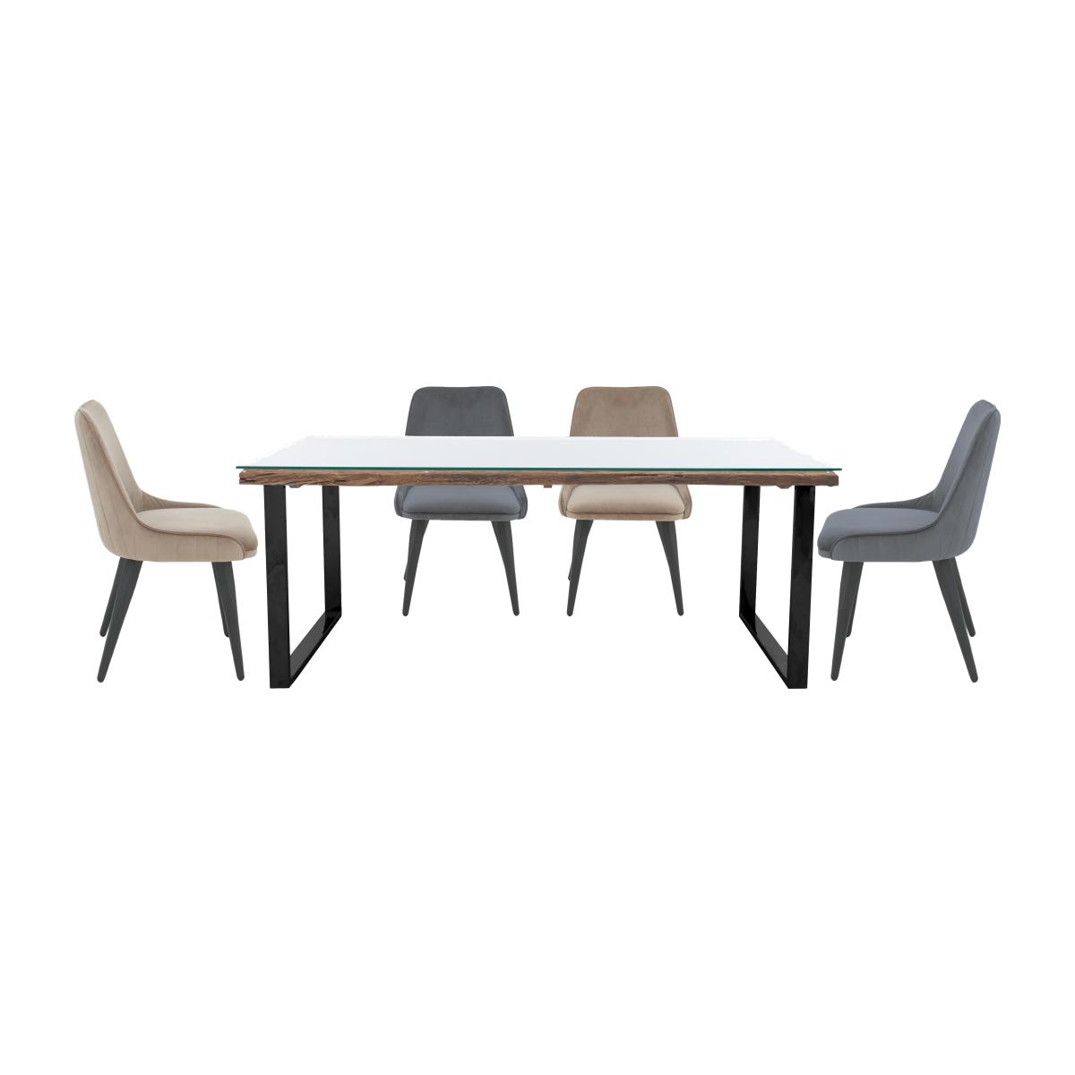 Noir Dining Table with U-Leg Base and 4 Chairs - 180-cm - Grey and Taupe – image 1