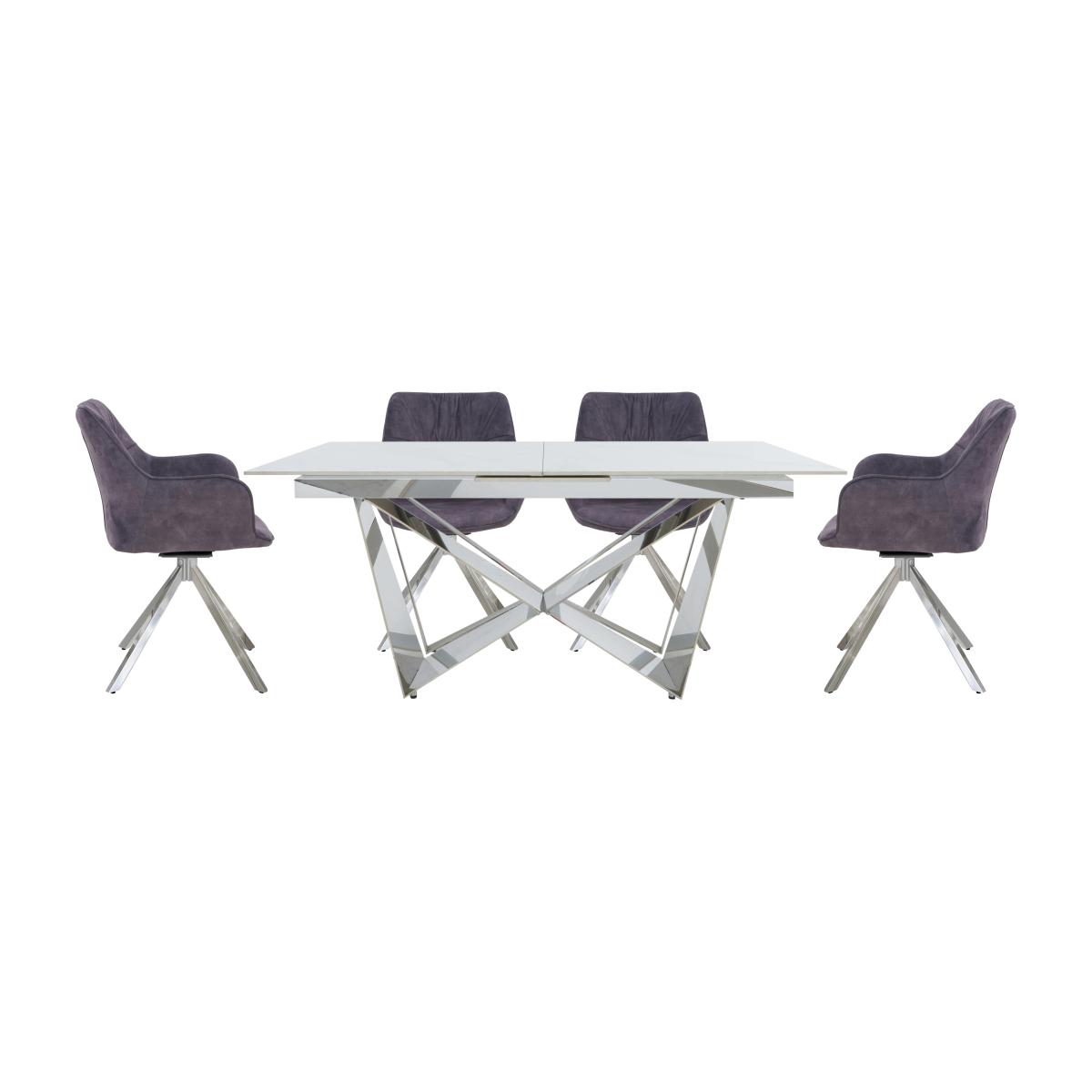 Marvel Chrome Small Extending Dining Table and 4 Swivel Chairs - Charcoal – image 1