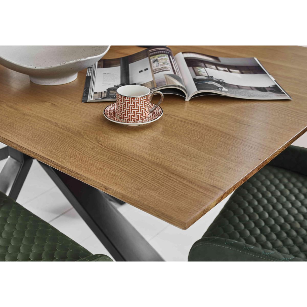 Hanoi Fixed Table with Metal Base and 6 Faux Leather Dining Chairs – image 3