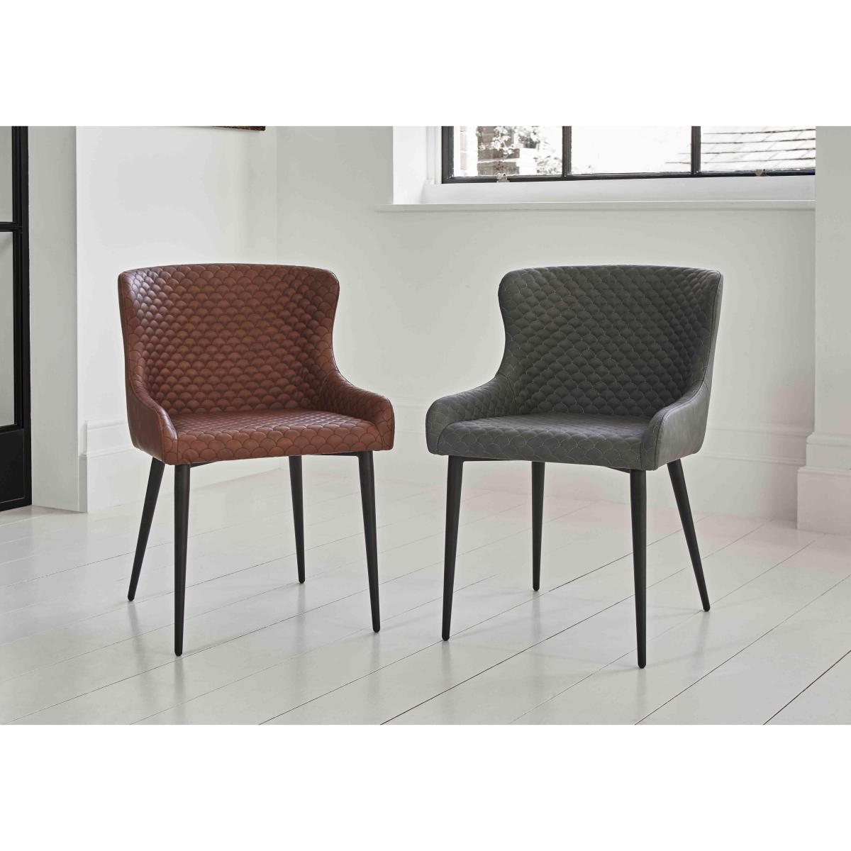 Hanoi Fixed Table with Metal Base and 6 Faux Leather Dining Chairs – image 5