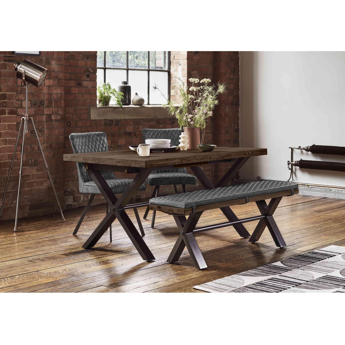 Mars Small Dining Table with 2 Velvet Chairs and Small Bench – image 2