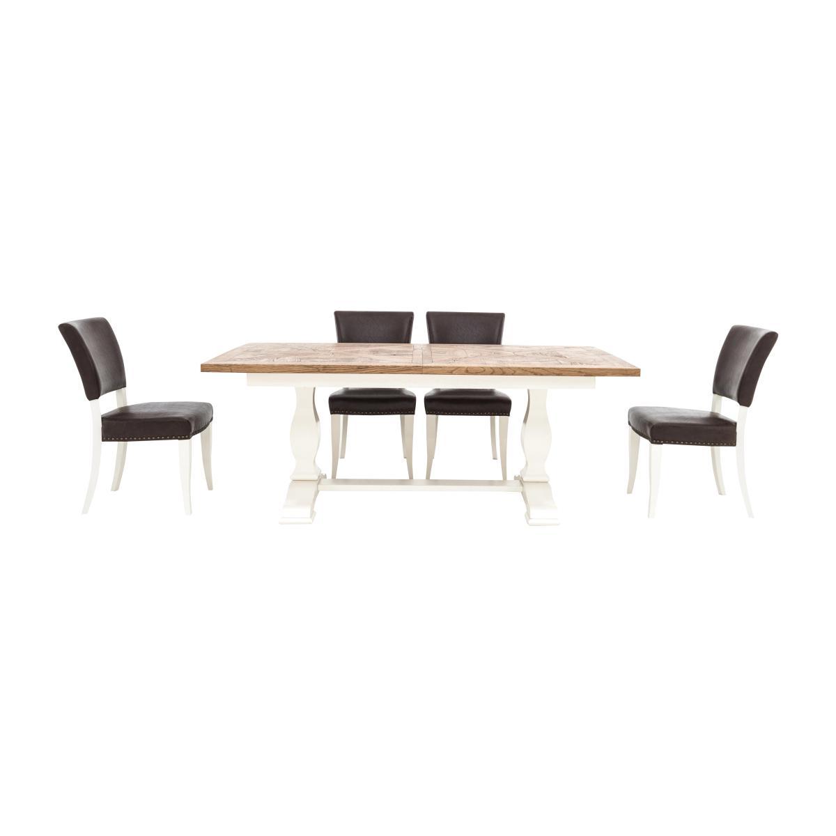 Pattern Extending Parquet Dining Table and 4 Chairs - Brown – image 1