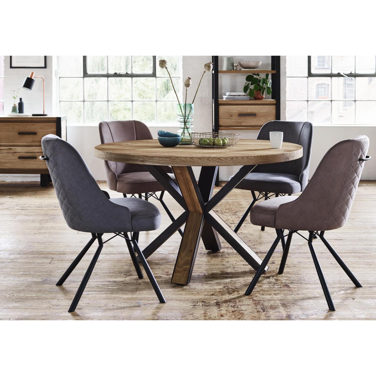 Detroit Round Dining Table and 6 Detroit Dining Chairs - Grey – image 2