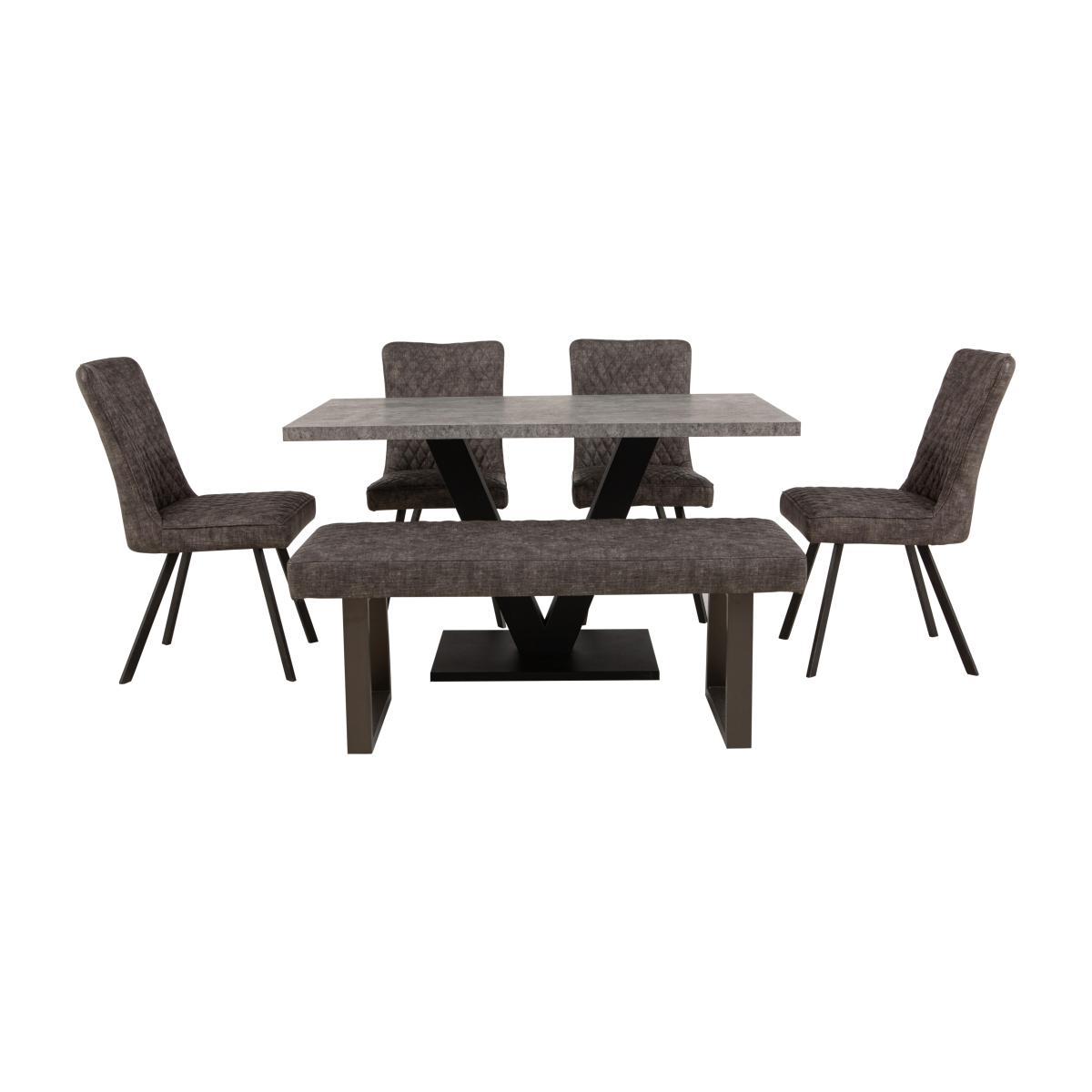 Rocket Dining Table, 4 Earth Chairs and Compact Earth Low Bench Dining Set