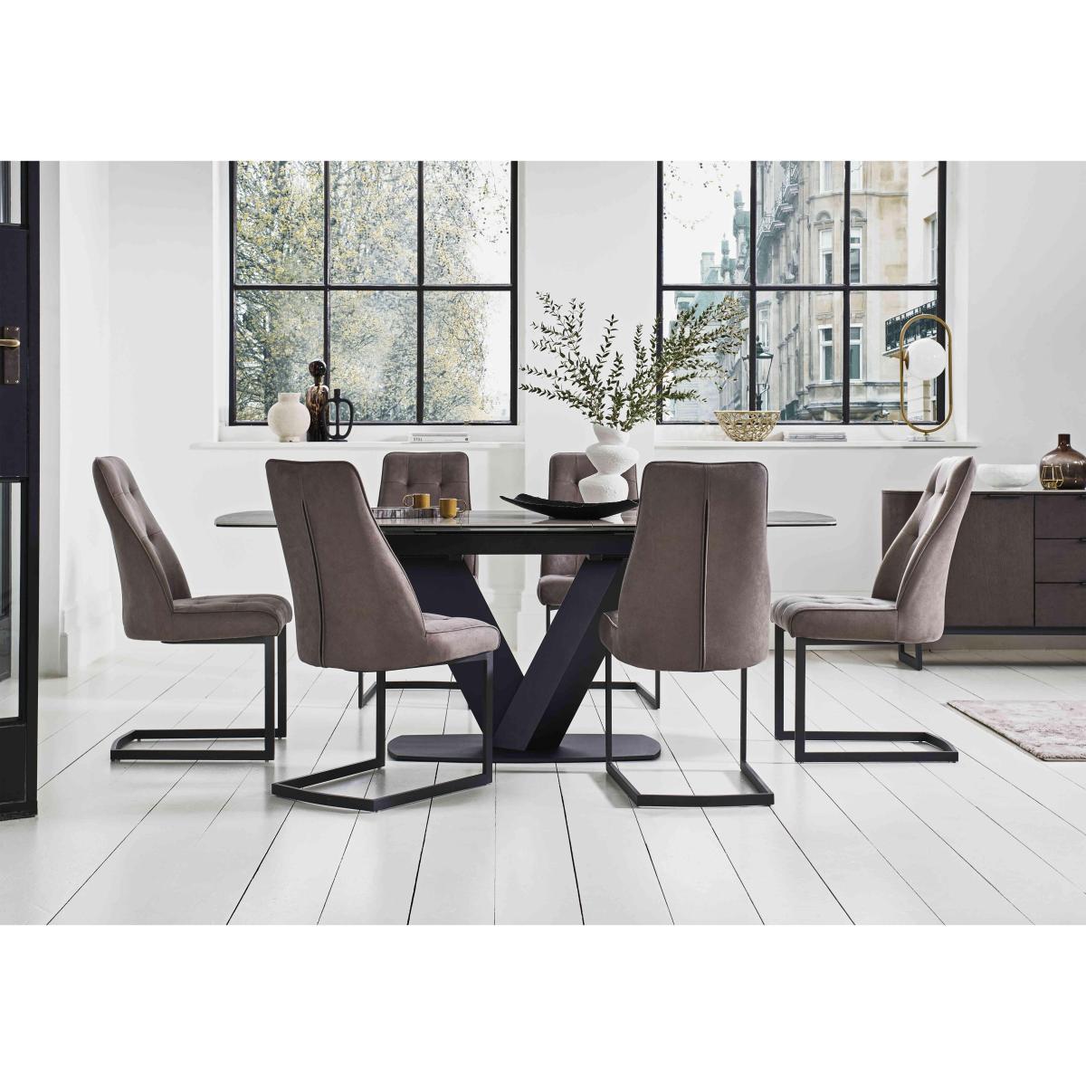Merlin Extending Dining Table and 6 Chairs - Grey – image 2