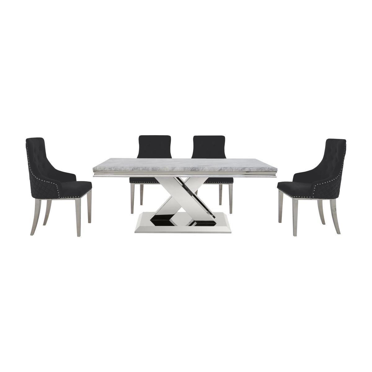 Dolce Dining Table and 4 Button Back Dining Chairs – image 1