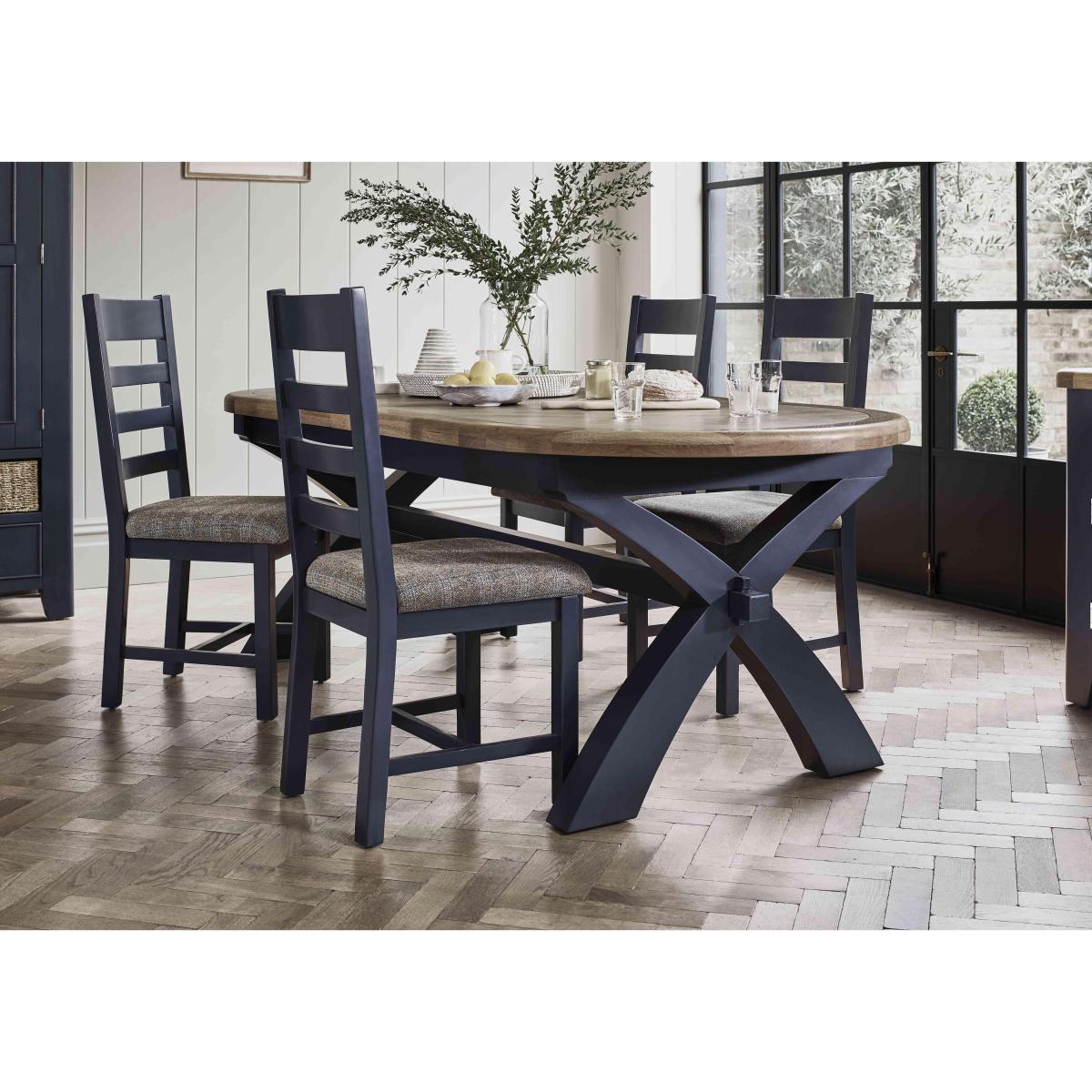 Hewitt Oval Extending Dining Table and 4 Slatted Dining Chairs – image 2