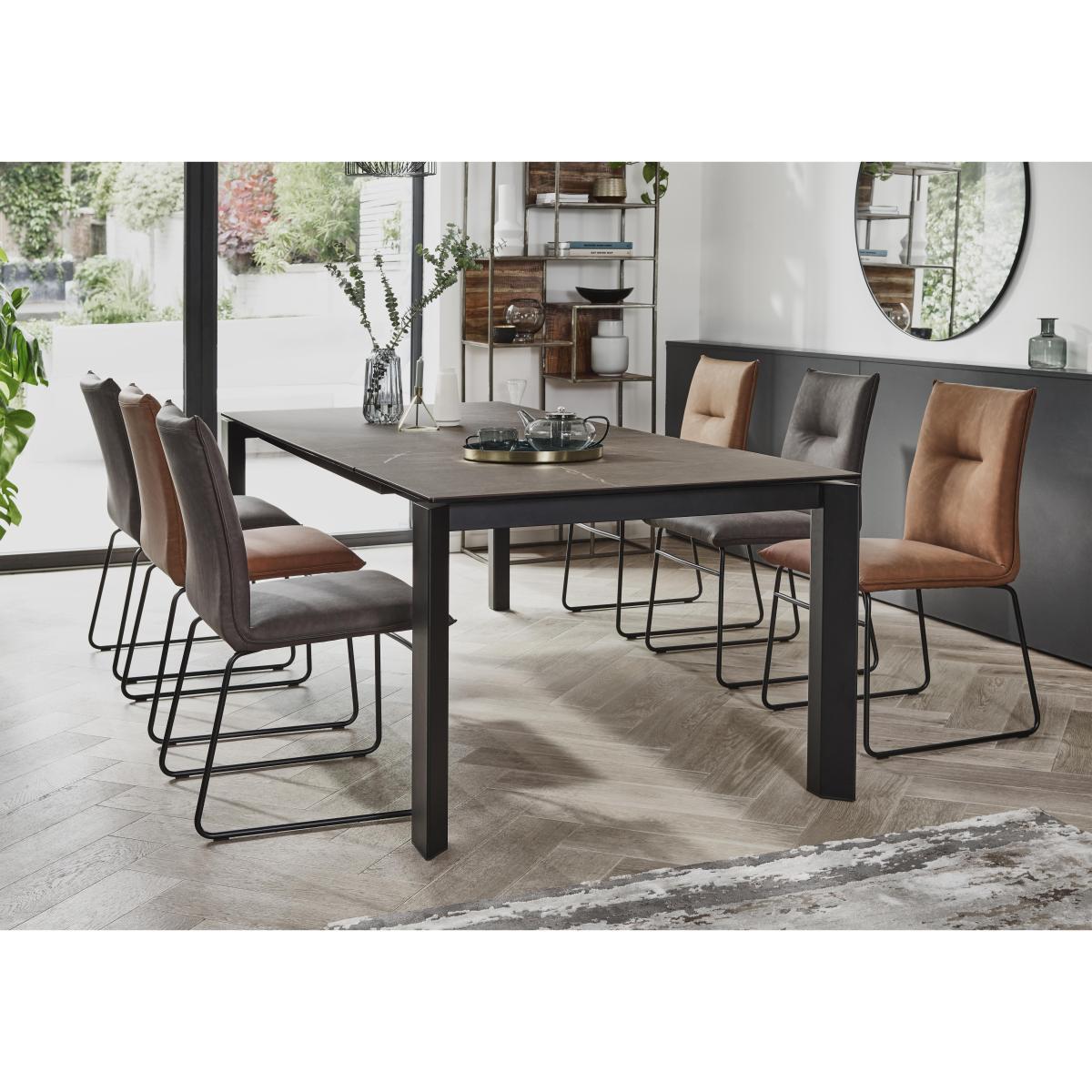 Calligaris - Gate Dining Table and 6 Maya Ski Leg Faux Leather Dining Chairs – image 2