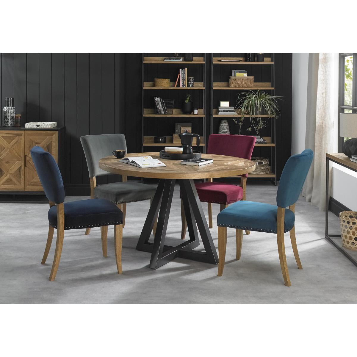 Globe Table and 4 Velvet Chairs Set - Grey – image 2