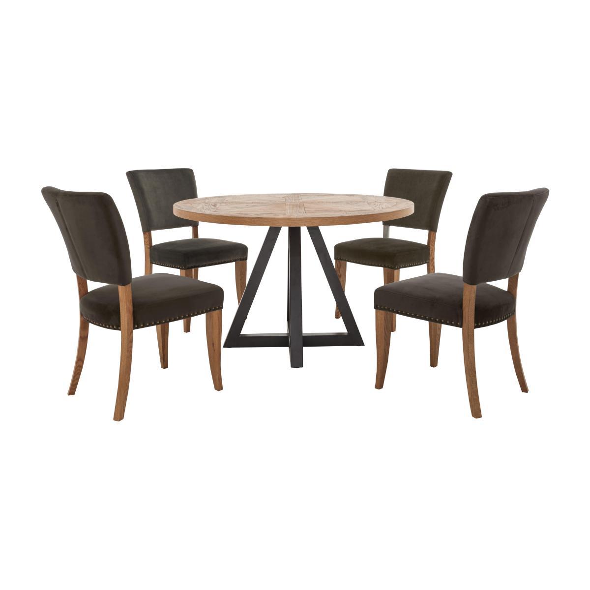 Globe Table and 4 Velvet Chairs Set - Grey – image 1