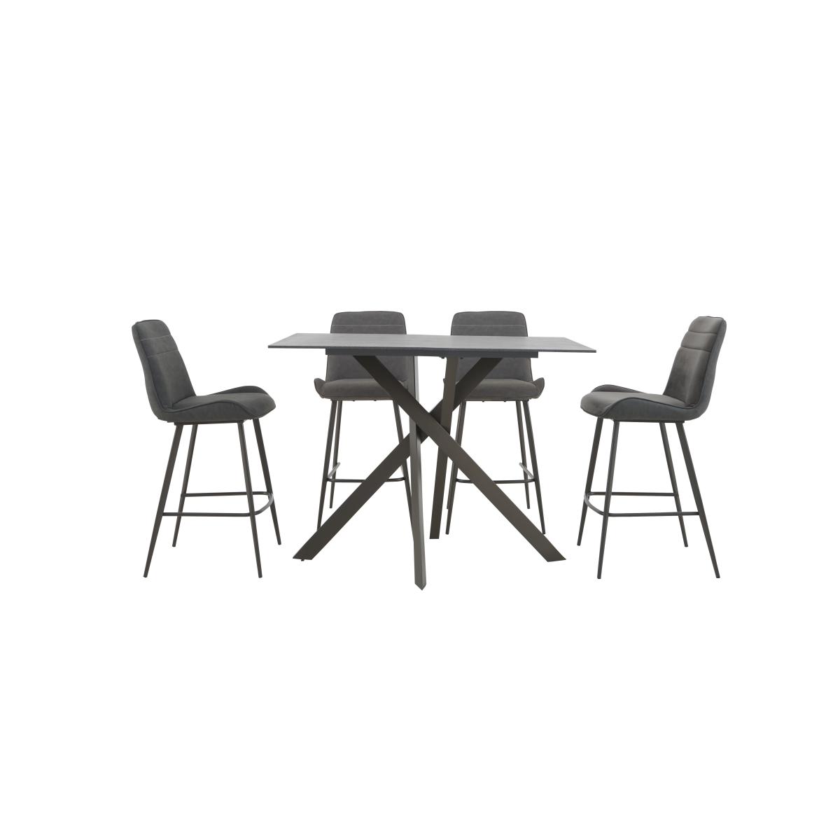 Samurai Bar Table and 4 Faux Leather Bar Stools – image 2