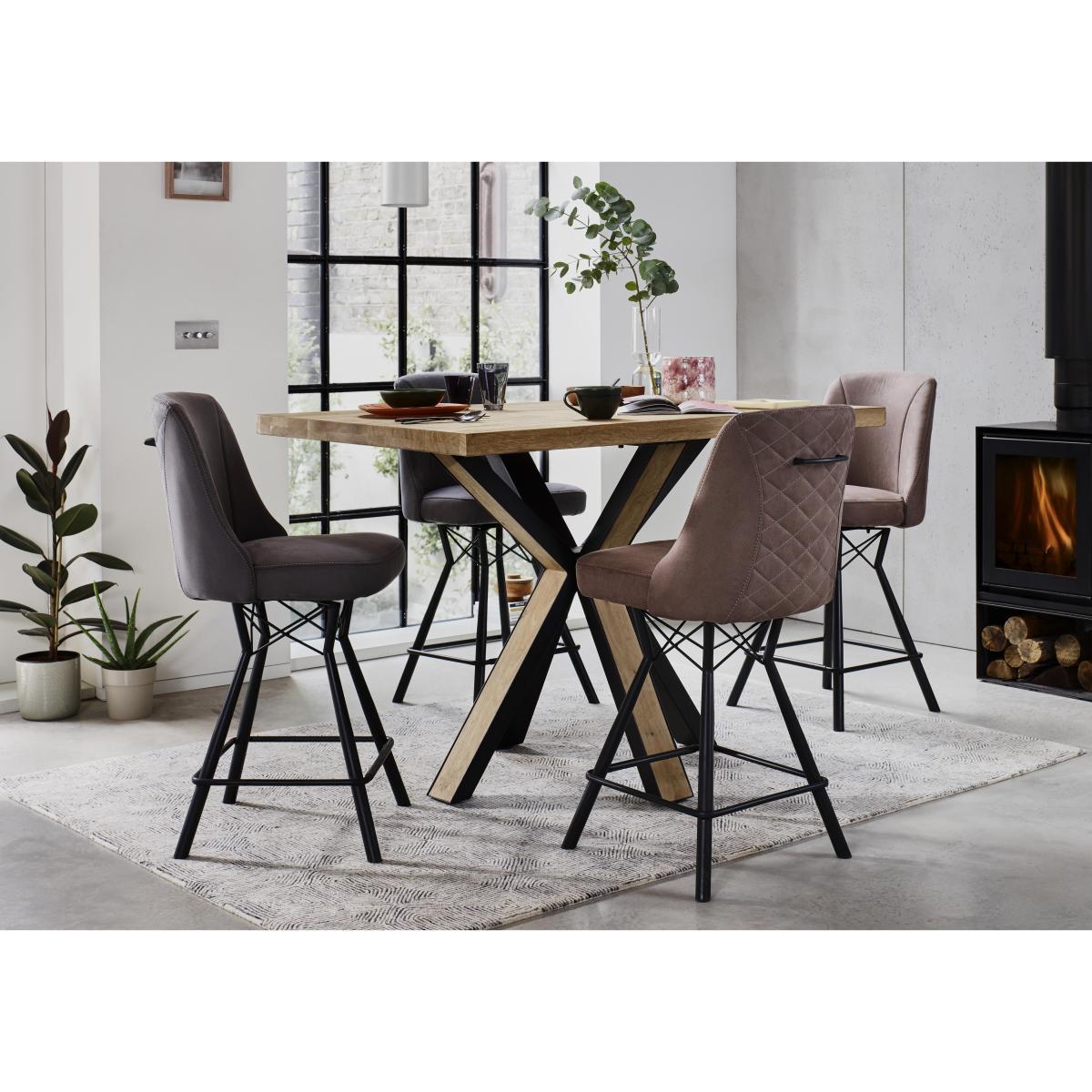Habufa - Detroit Bar Table and 6 Bar Stools Set - Grey – image 2