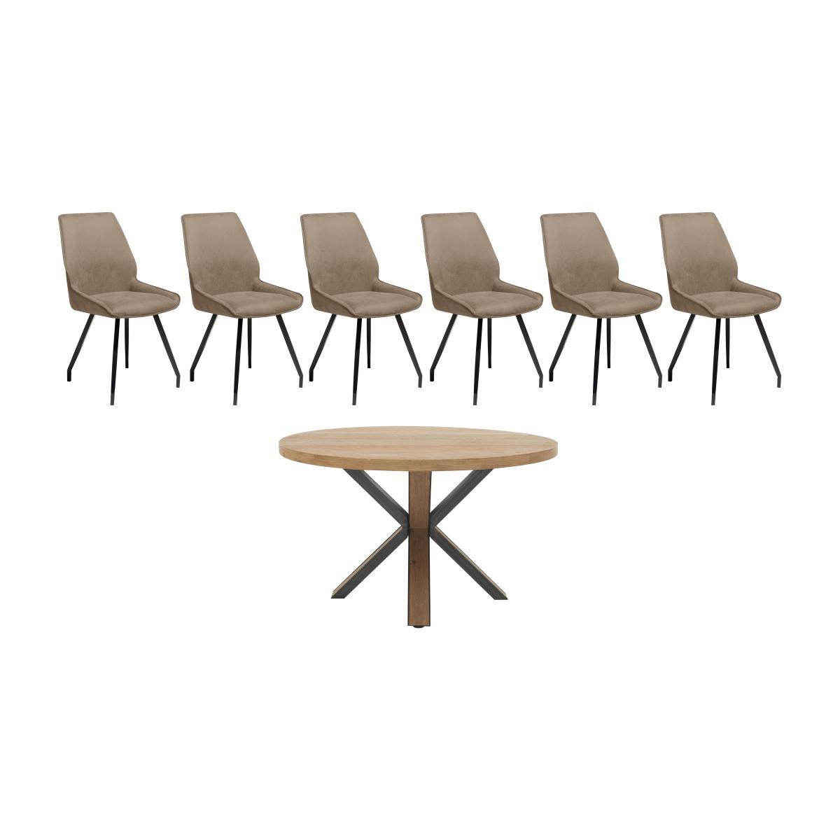 Habufa - Detroit Round Dining Table and 6 Scott Dining Chairs – image 1