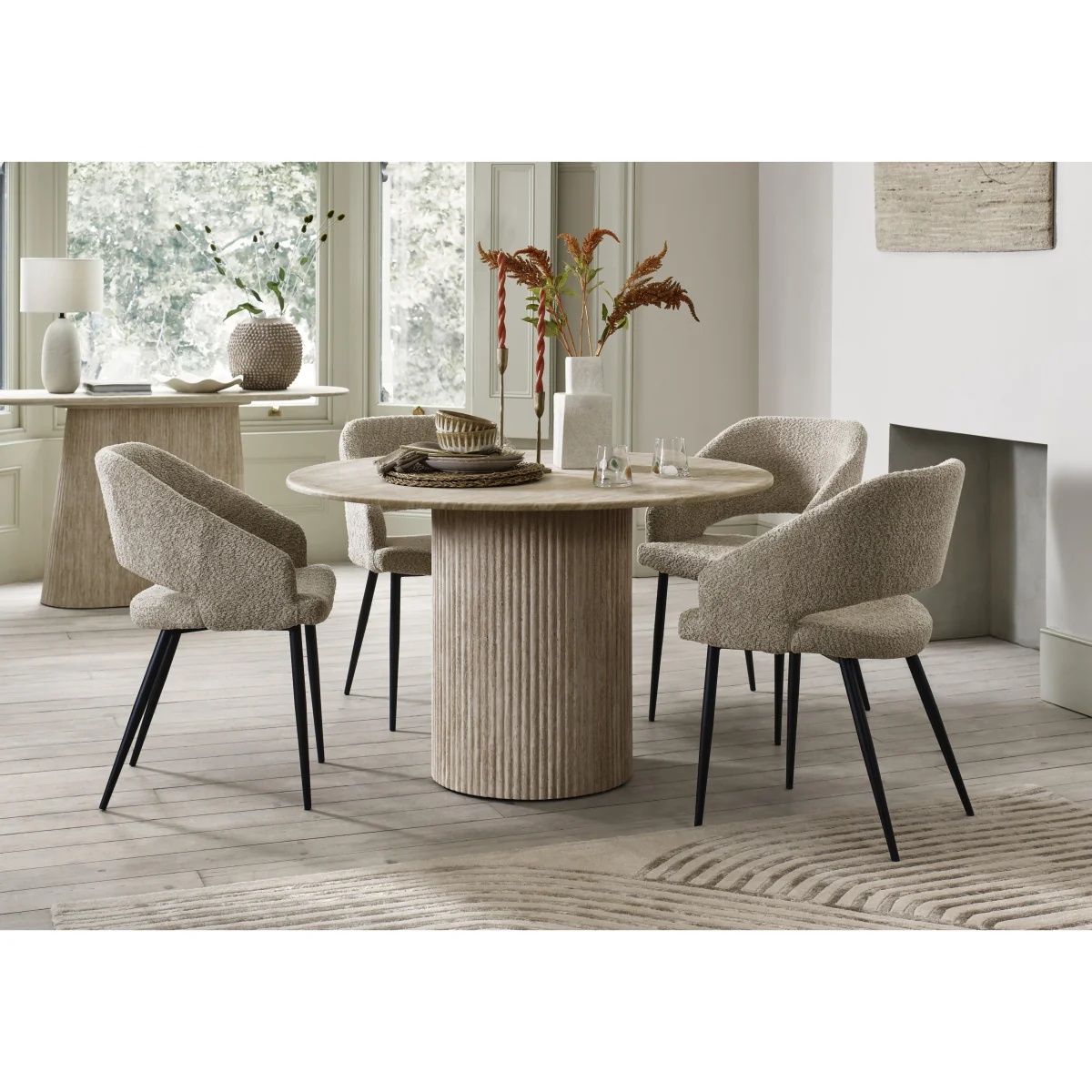 Romeo Round Dining Table and 4 Fabric Chairs - Dining Room Furniture - In Time for Christmas – image 2