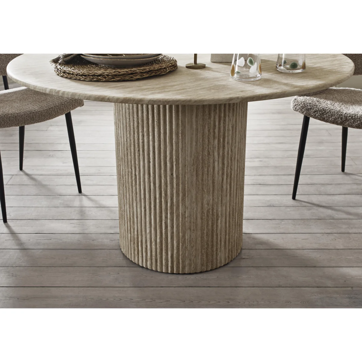 Romeo Round Dining Table and 4 Fabric Chairs - Dining Room Furniture - In Time for Christmas – image 3