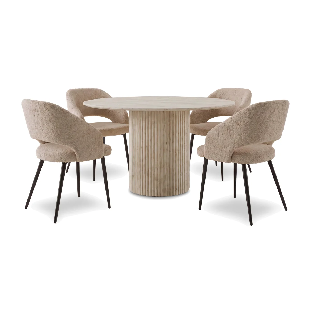 Romeo Round Dining Table and 4 Fabric Chairs - Dining Room Furniture - In Time for Christmas – image 1