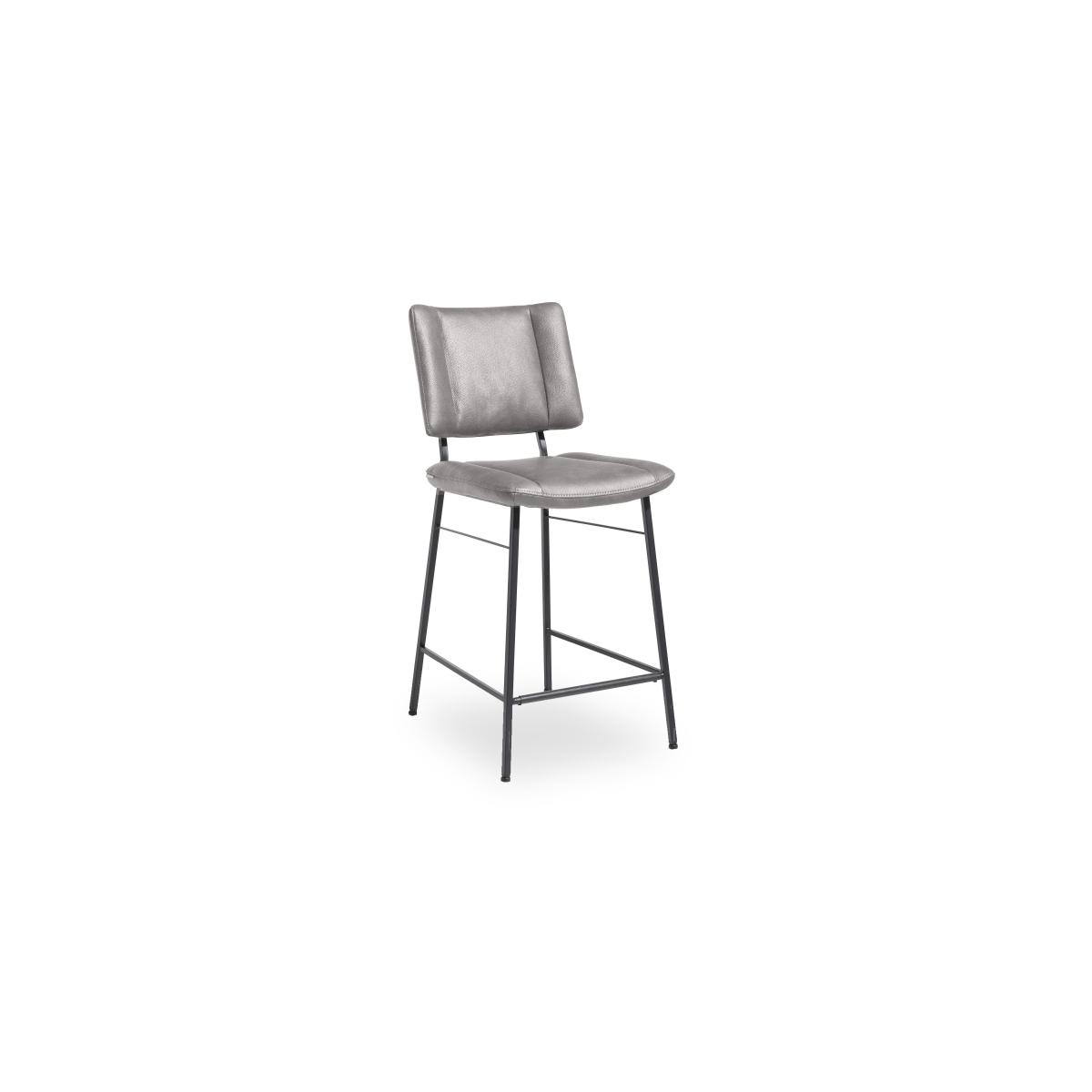 Habufa - Toronto Table and 4 Light Grey Faux TO Leather Fixed Bar Stools - Oak – image 4