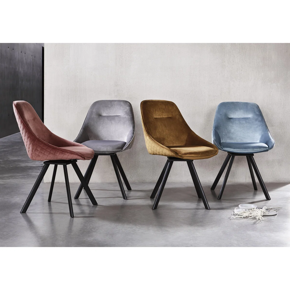 Arctic Extending Dining Table with Graphite Top and 6 Swivel Chairs – image 2