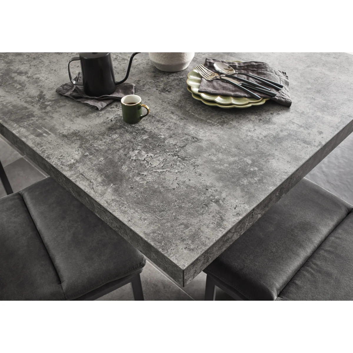 Moon Star Base Dining Table and 6 Upholstered Cantilever Chairs – image 2