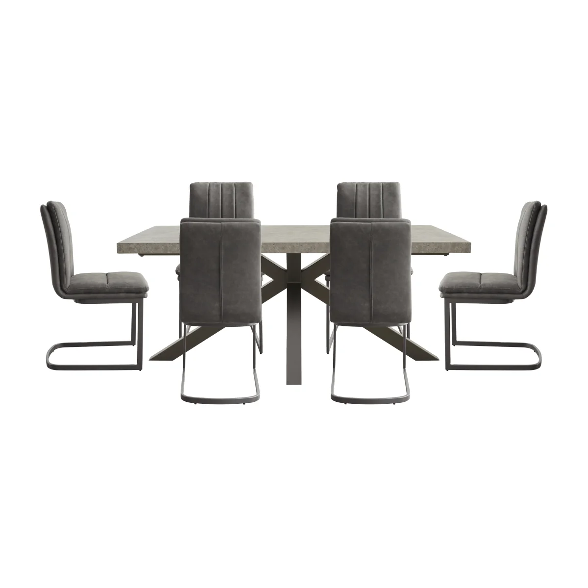 Moon Star Base Dining Table and 6 Upholstered Cantilever Chairs – image 1