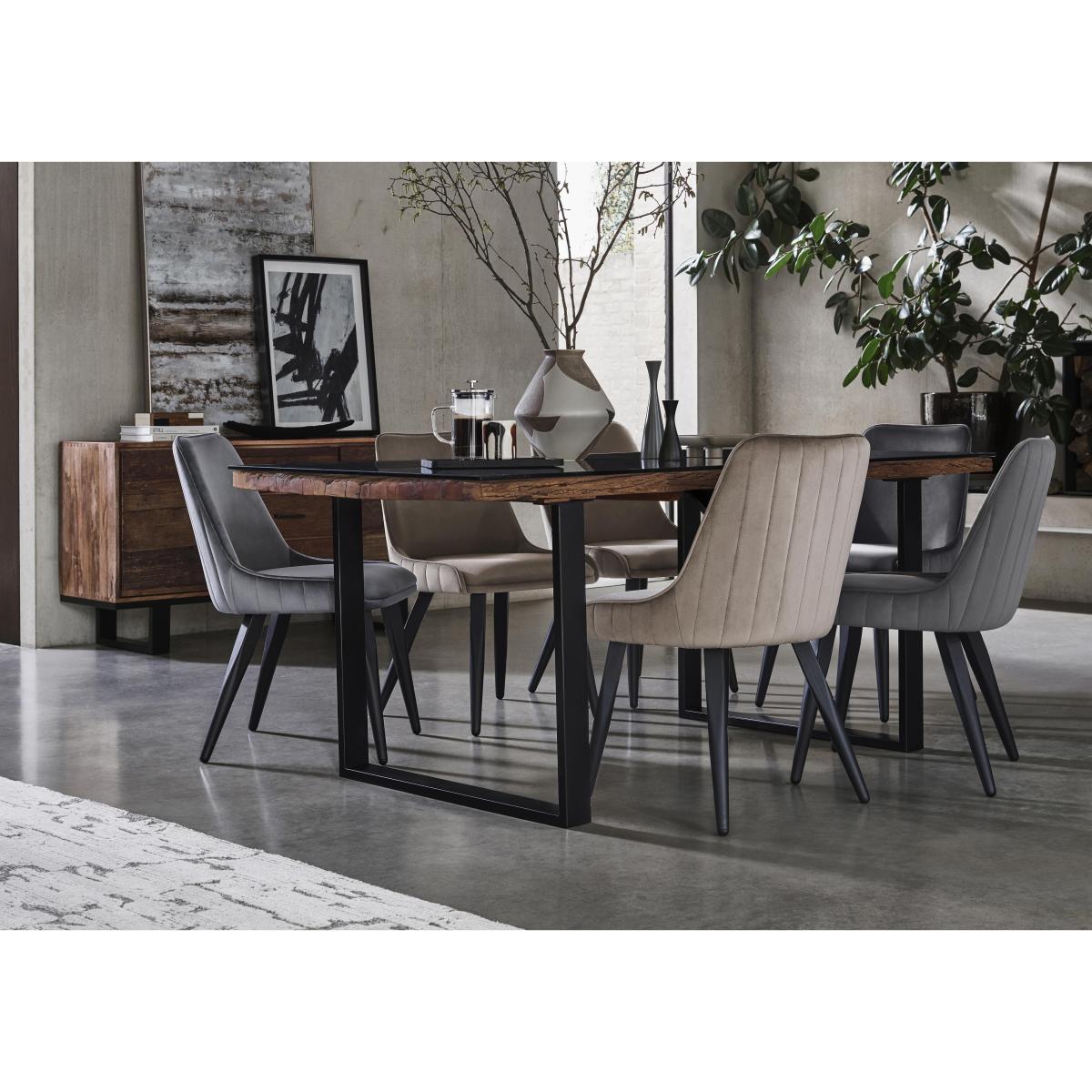 Noir Dining Table with U-Leg Base and 6 Chairs - 180-cm - Taupe – image 2