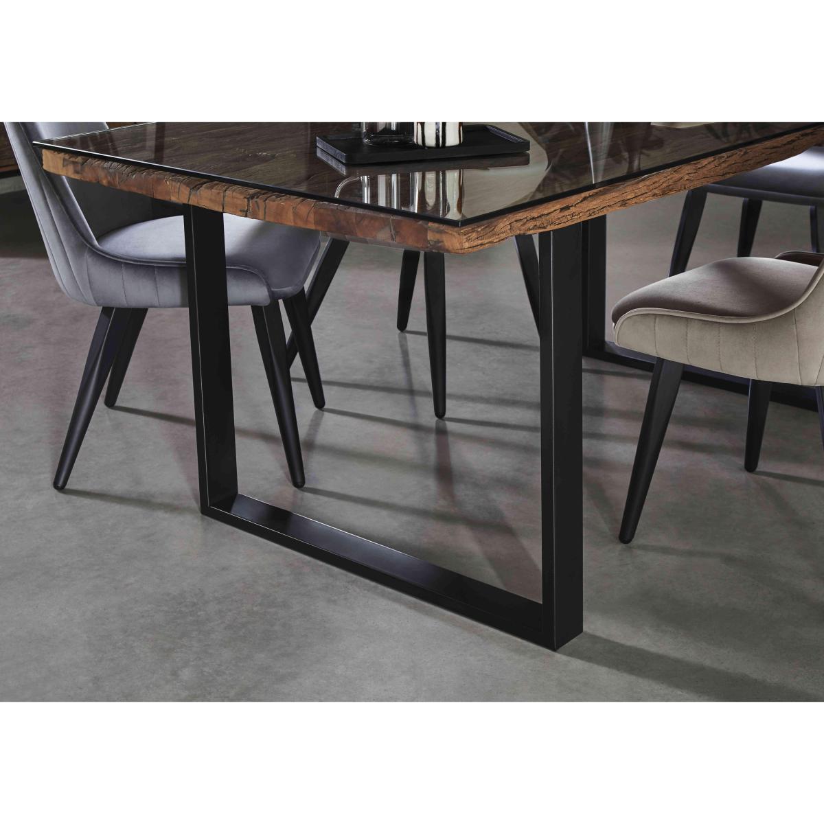 Noir Dining Table with U-Leg Base and 6 Chairs - 180-cm - Taupe – image 4