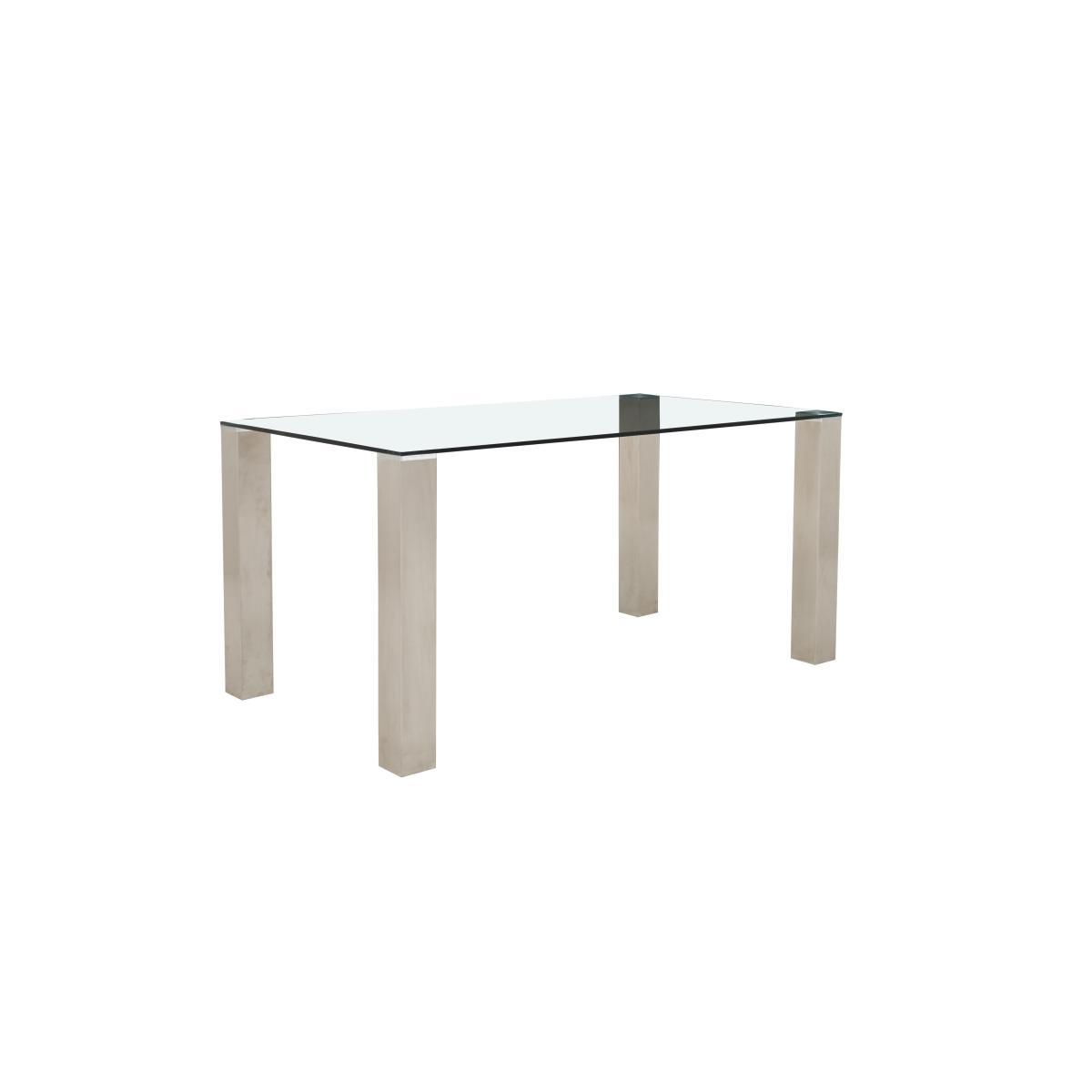 Ideas 160cm Dining Table with Clear Tabletop and 4 Dining Chairs with Square-Edged Cantilever Bases with Curved Bar – image 8