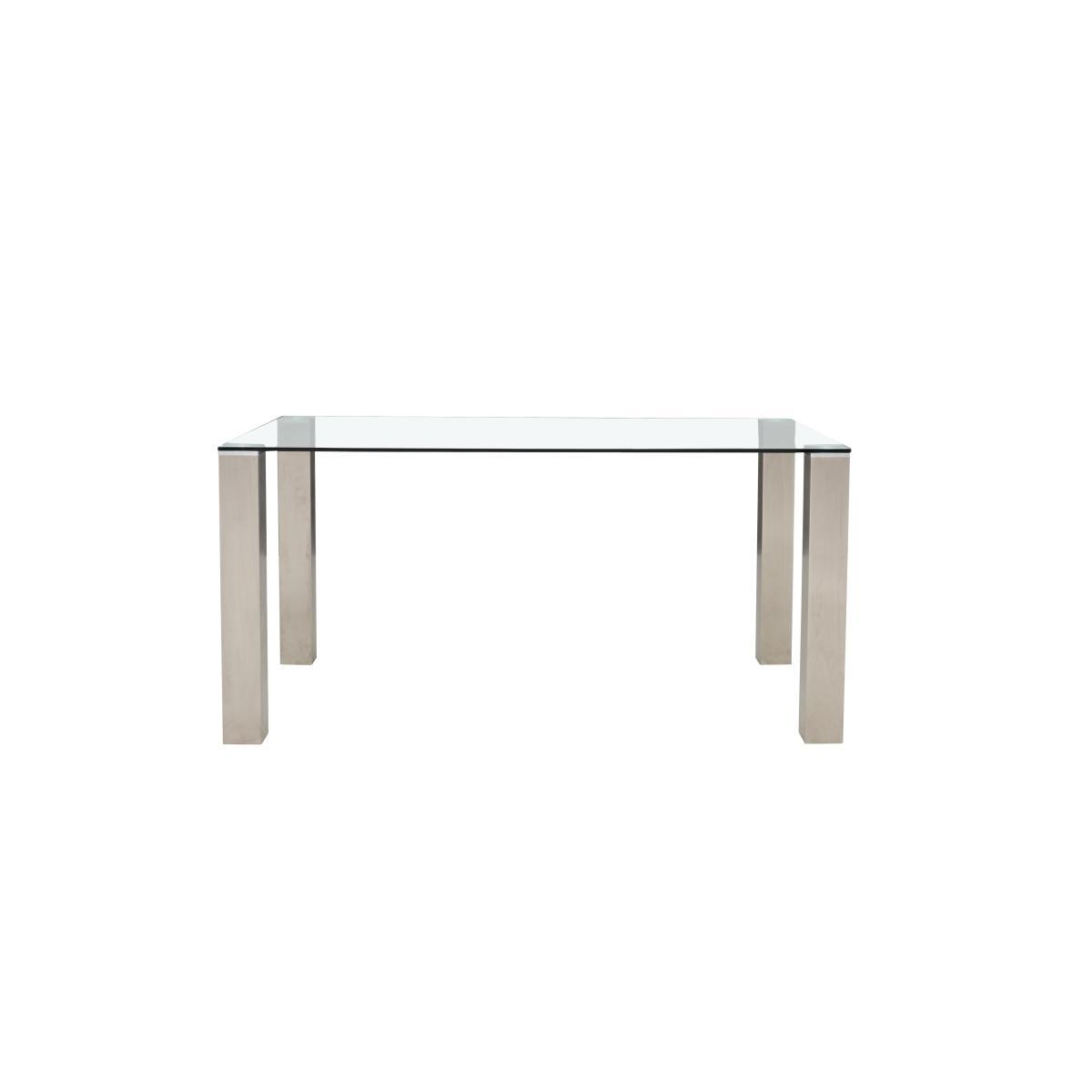 Ideas 160cm Dining Table with Clear Tabletop and 4 Dining Chairs with Square-Edged Cantilever Bases with Curved Bar – image 10