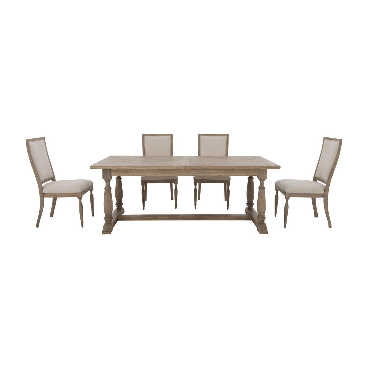 Riviera Extending Table and 4 Dining Chairs - Brown – image 1