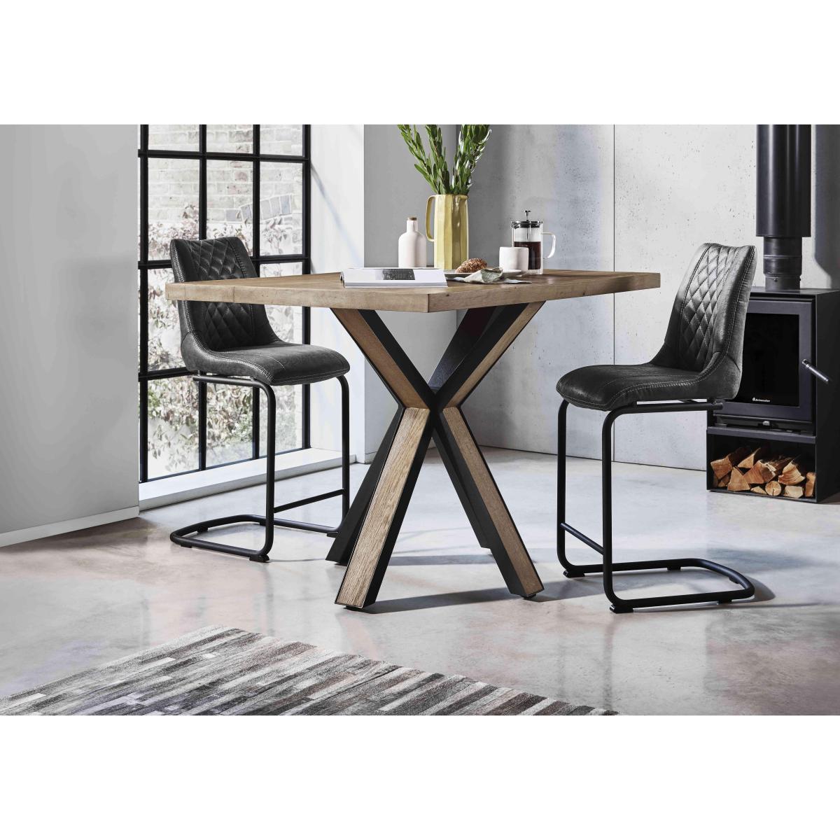 Habufa - Detroit Starburst Leg Table and 2 Baltimore Bar Stools - Anthracite – image 2