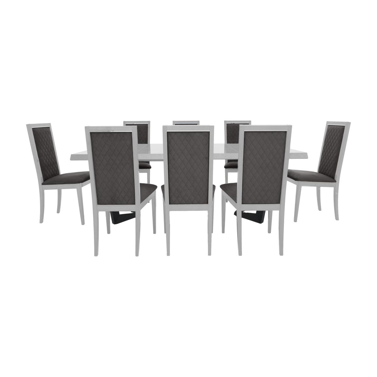 Palazzo 160cm Extending Dining Table in Glossy White with 8 Rombi Chairs - Aquos Dark Grey – image 1