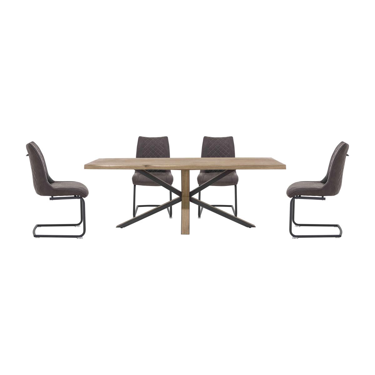 Habufa - Detroit Starburst Leg Dining Table and 4 Baltimore Chairs Set - 250-cm - Anthracite – image 1