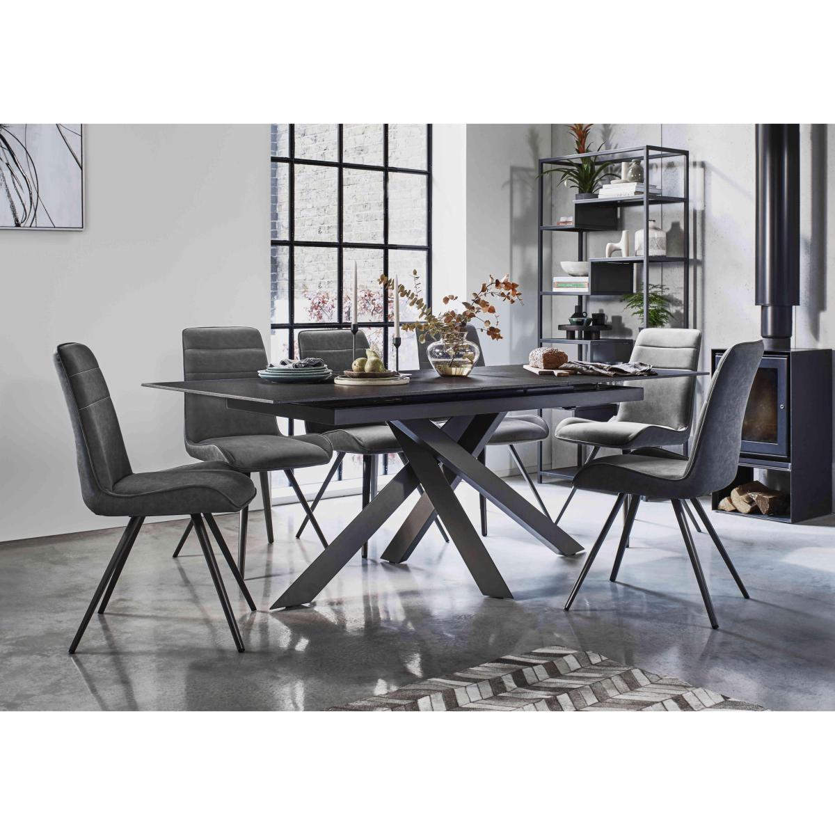 Samurai Extending Dining Table and 6 Faux Leather Dining Chairs – image 2