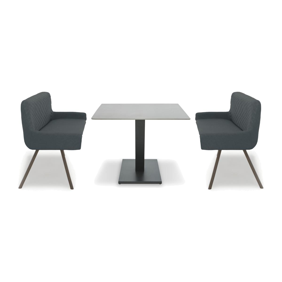 Ion Fixed Dining Table with 2 Faux Leather High Back Benches - 160-cm