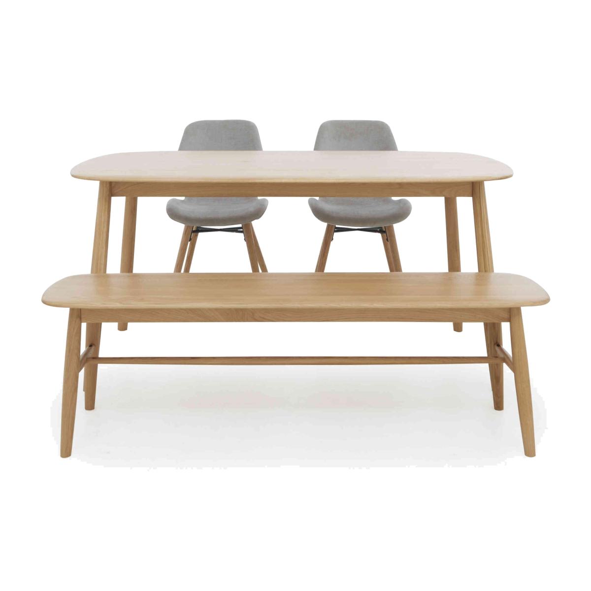 Stockholm Fixed Dining Table with 2 Upholstered Chairs and a Bench – image 1