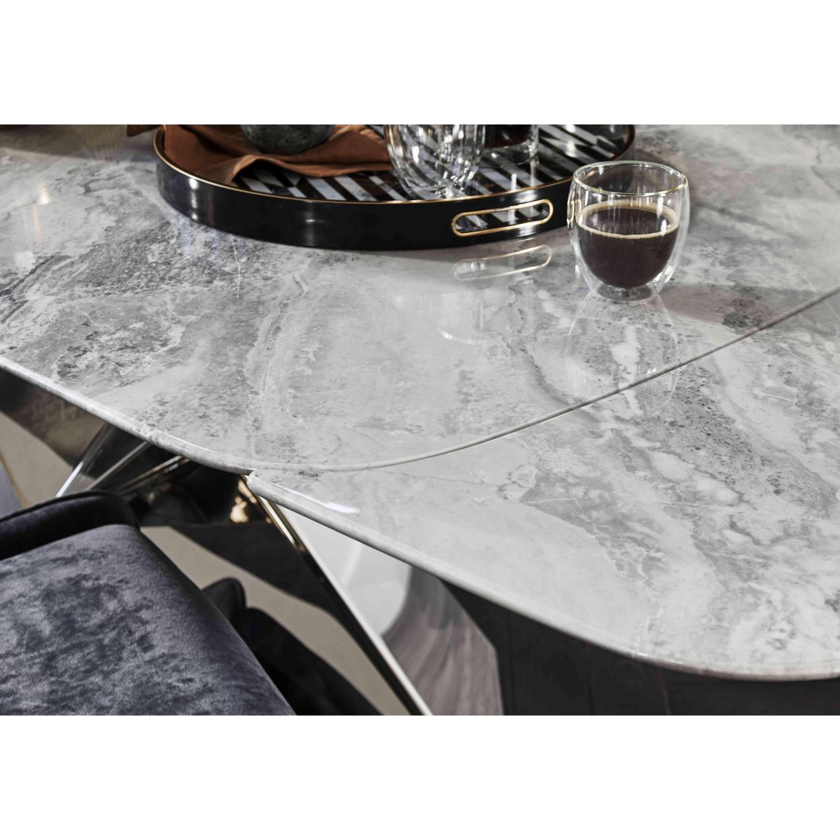 Gabana Extending Dining Table with 4 Velvet Chairs - 240-cm – image 3