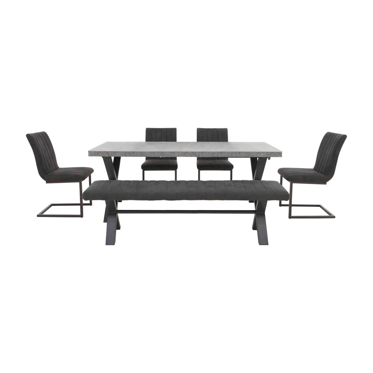 Moon Dining Table with 4 Cantilever Chairs and Bench Set - 190-cm