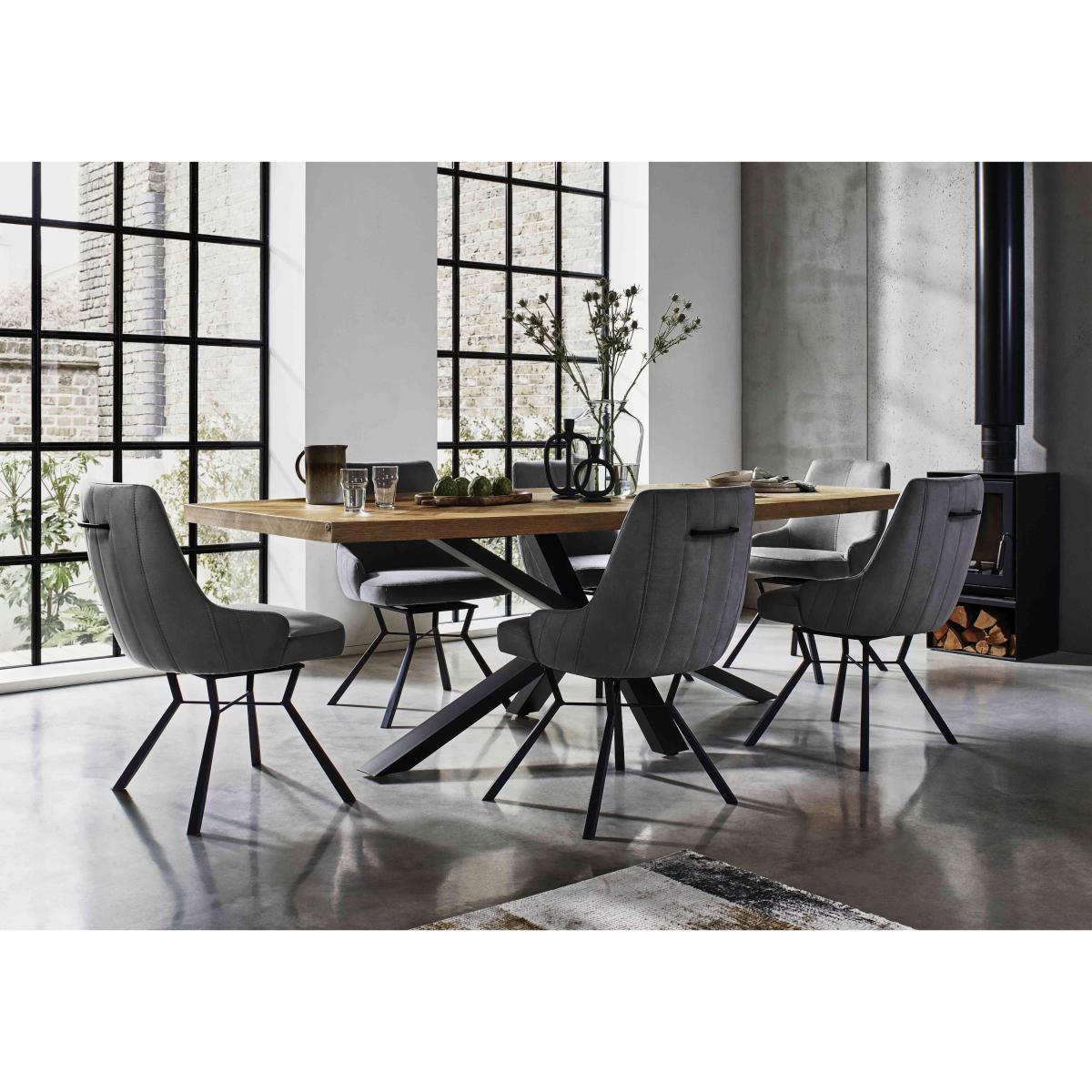 Habufa - Cleveland Dining Table and 6 Swivel Chairs - Light Grey – image 2