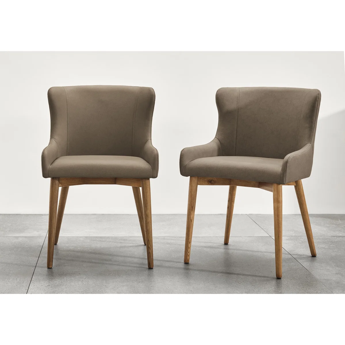 Sansa Rectangular Draw Leaf Extending Dining Table and 4 Faux Leather Chairs with Wooden Legs - Taupe - In Time for Christmas – image 6