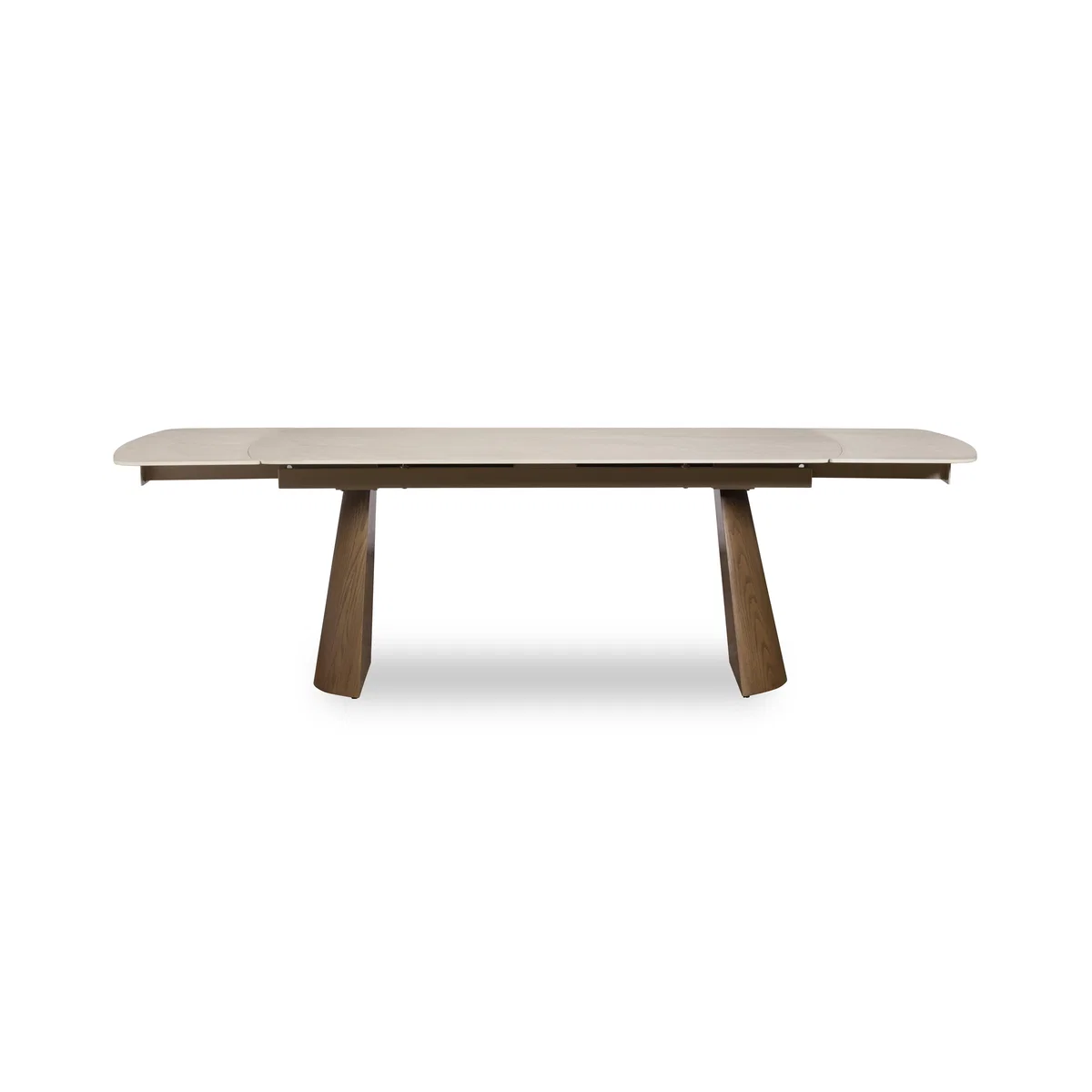 Sansa Rectangular Draw Leaf Extending Dining Table and 4 Faux Leather Chairs with Wooden Legs - Taupe - In Time for Christmas – image 8
