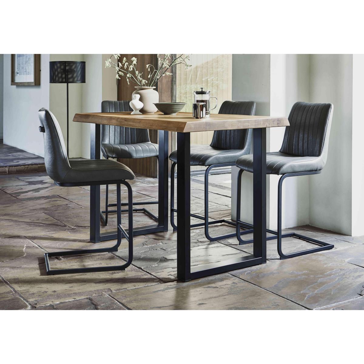 Bodahl - Compact Terra Raw Edge Table with U-Shaped Legs and 4 Grey Terra Bar Stools - 140-cm - Bianca – image 2